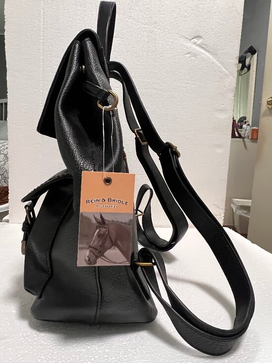 Rein Bridle Black Vegan Leather Backpack Western Boho -New with tag